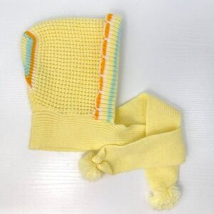 Vintage 1970s–1980s Baby‎ Bonnet Hat – Yellow Knit Acrylic